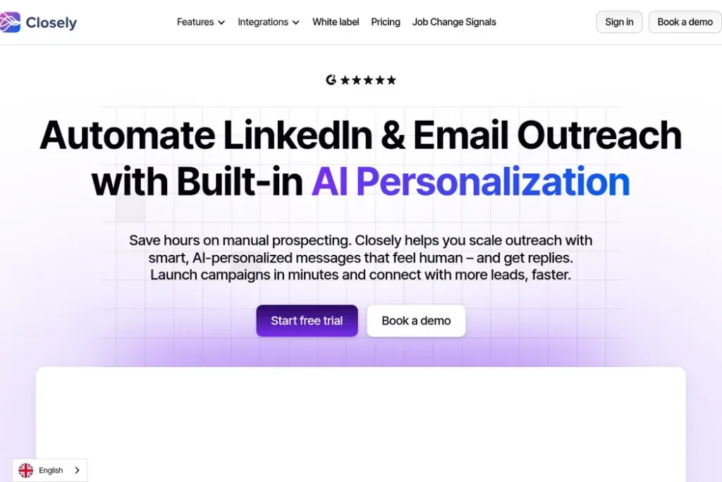 Closely Landing Page