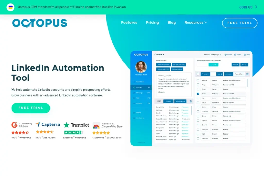 Octopus CRM Landing Page