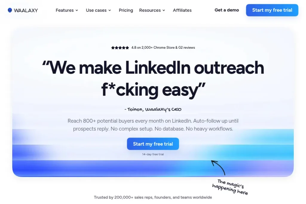 Waalaxy Landing Page